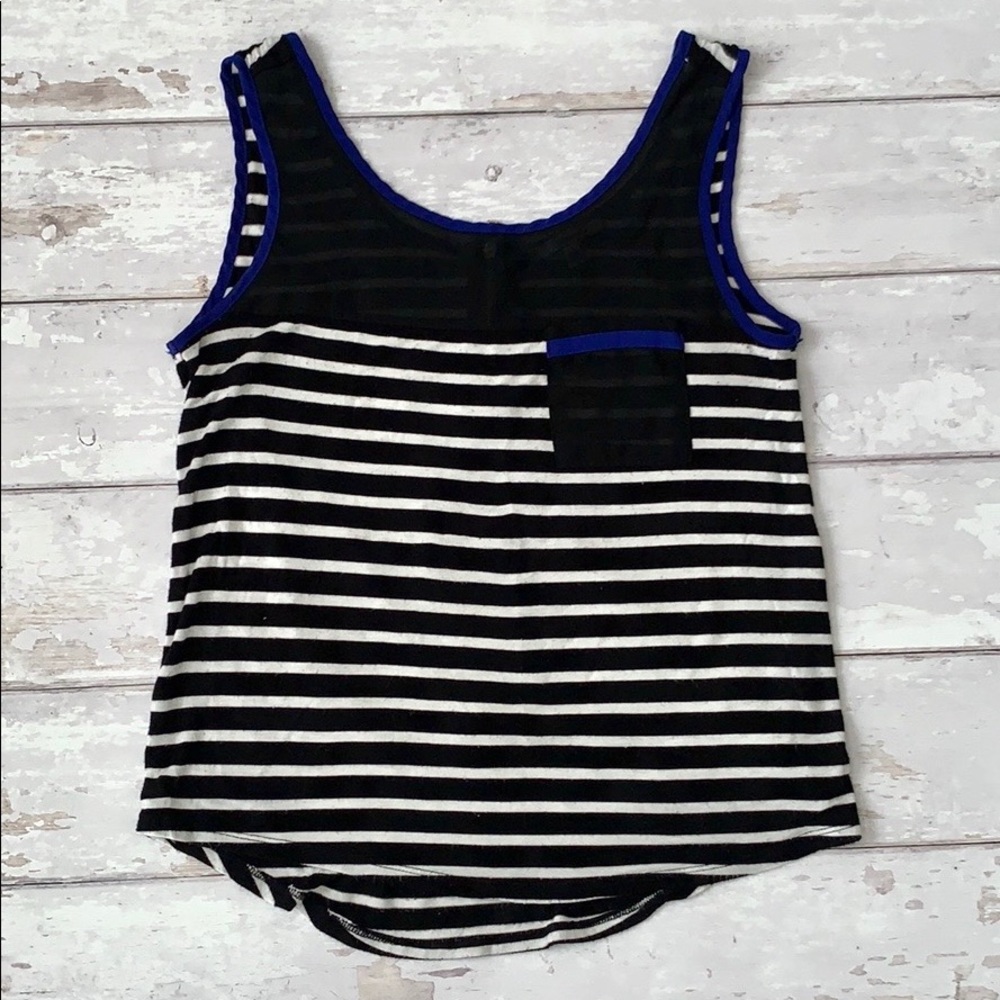 Women’s S/M Tank Top Zipper Back Black White Papaya Shirt Size Small